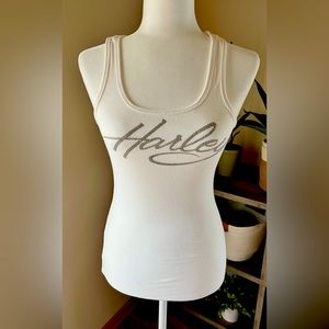 Harley Davidson White Ribbed Bling Tank